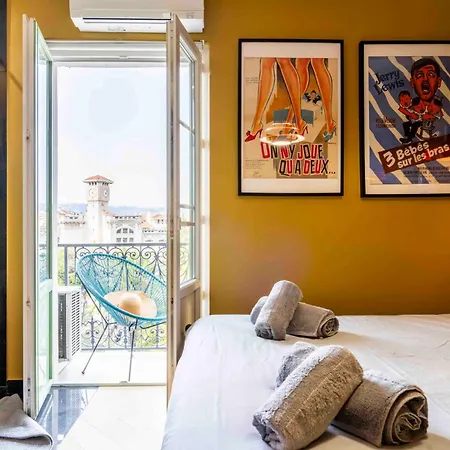 2 Chambres, Balcons, Vue Imprenable, Climatisation - Palace Bleu アパート ニース
